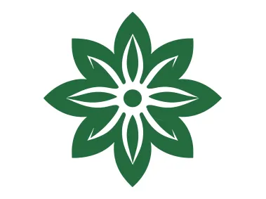 Eight Petals SVG Green Color Flower Logo Template