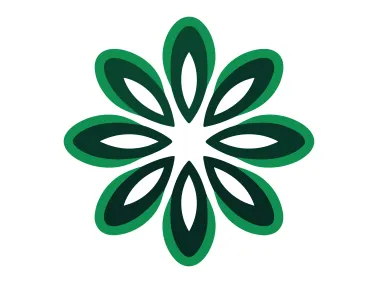 Eight Petals Symmetrical Green Flower Logo