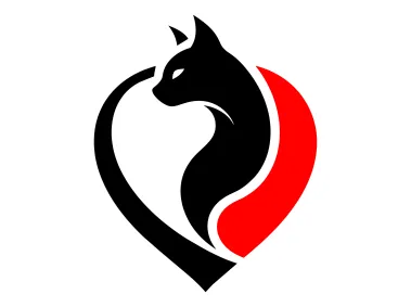 Elegant Cat & Heart Silhouette Logo Template
