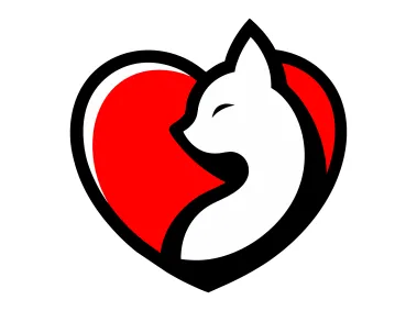 Elegant Cat in Heart Logo Template