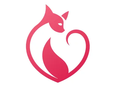Elegant Cat Shaped Heart Logo Template