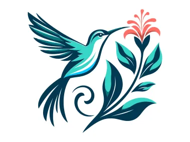 Elegant Tropical Hummingbird Vector Logo Template