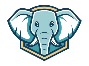 Elephant Design in Shield Logo Template