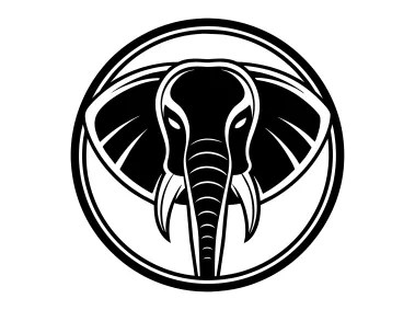 Elephant Head in Circle Logo Template