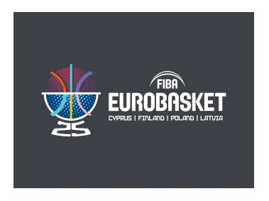 FIBA EuroBasket 2025 Landscape Negative Logo
