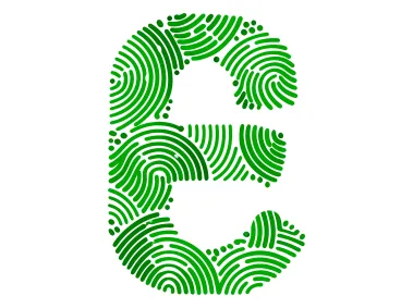 Finger Print Green Letter E Logo Template