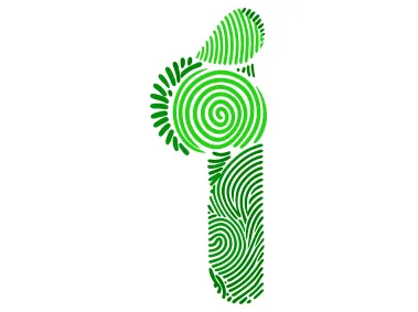 Fingerprint Formed Green Number 1 Logo Template