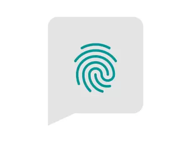 Fingerprint in Speech Bubble Logo