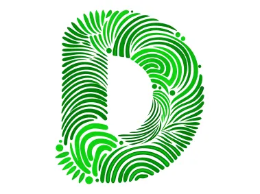 Fingerprints Formed Green Letter D Shape Logo Template