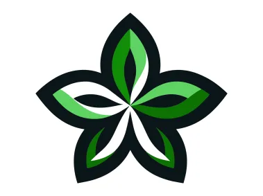 Five Petal Green Flower Logo Template