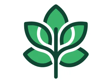 Five Petals Green Flower with Branch Logo Template