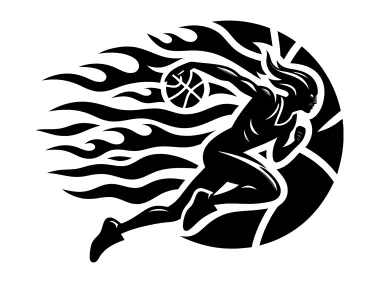 Flaming Abstract Basketball Player Logo Template