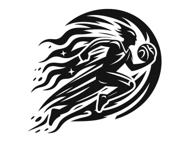 Flaming Basketball Player Running with Ball Logo Template