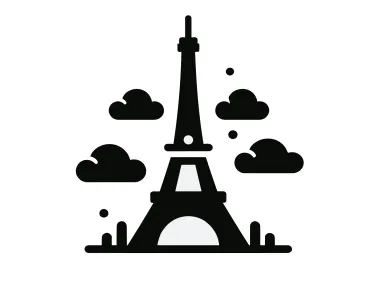 Flat Black Eiffel Tower Logo Template