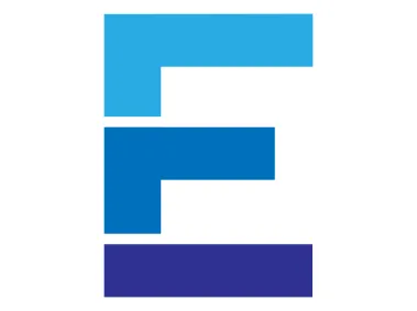 Flat Geometric Blue Letter E Logo Template