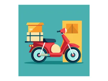 Flat Style Delivery Scooter Illustration Vector
