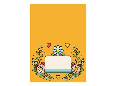 Floral Banner with Playful Decorative Elements Vector