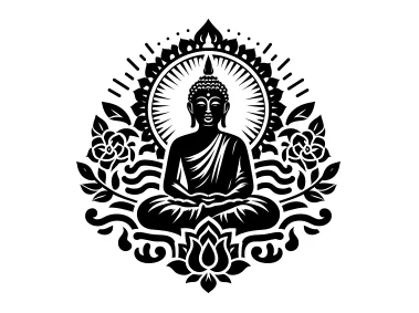 Floral Decorative Buddha Design Logo Template