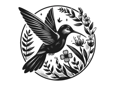 Floral Harmony Hummingbird Logo Template