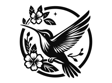 Floral Hummingbird for Beauty Wellness & Nature Logo Template