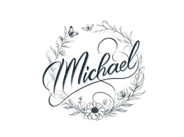 Floral Script Signature for the Name Michael Vector