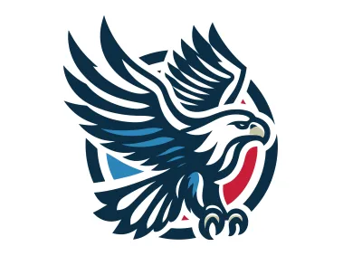 Flying Blue Eagle in Circle Logo Template