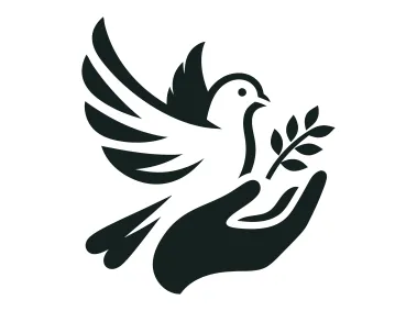 Flying Dove White with Wreath in Hand Logo Template