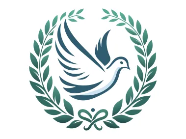 Flying Dove with Olive Branch Wreath Logo Template
