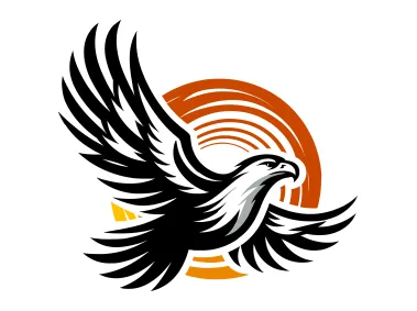 Flying Eagle Illustration with Sun Shape Logo Template