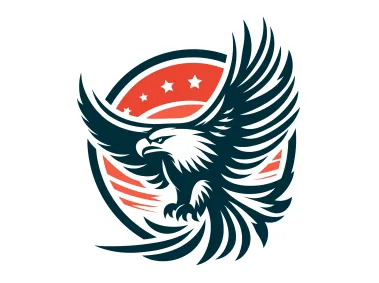 Flying Eagle in Red Circle with Stars Logo Template