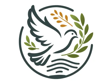 Flying Pigeon with Green Olive Branch Wreath in Circle Logo Template
