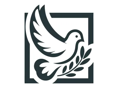 Flying Pigeon with Olive Branch Wreath in Square Logo Template