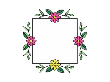 Frame Border Illustration with Colored Flower Vector