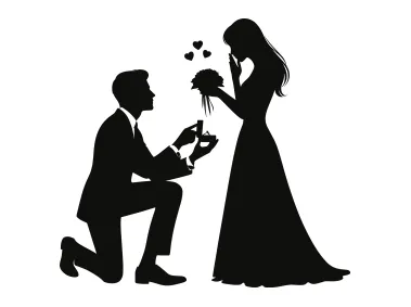 Free Black Wedding Proposal Silhouette Logo Template