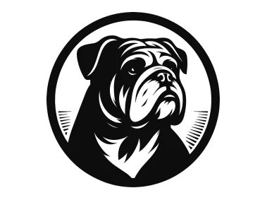 Free SVG Black Bulldog Illustration in Circle Logo Template