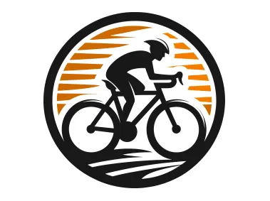 Free Vector Bicycle and Bicyclist in Circle Logo