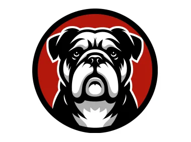 Free Vector Bulldog Face in Red Circle Logo Template