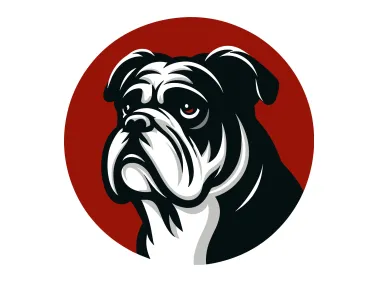 Free Vector Bulldog in Red Circle Logo Template