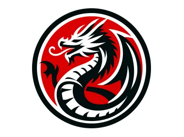 Free Vector Circle Dragon Silhouette Logo Template