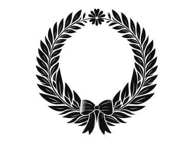 Free Vector Floral Black Wreath With Ribbon Logo Template