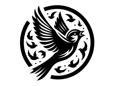 Free Vector Flying Sparrows in Circle Logo Template