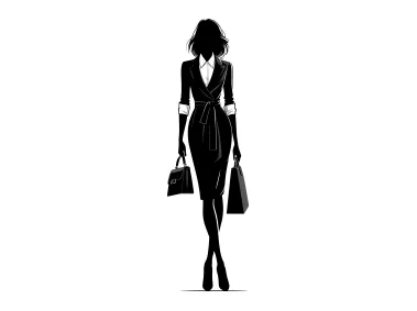 Free Vector Model Woman with Bag Silhouette Logo Template