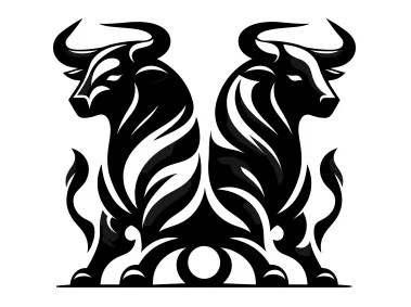 Free Vector Two Black Bulls Logo Template