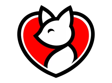 Friendly Fox & Cat in Heart Logo Template