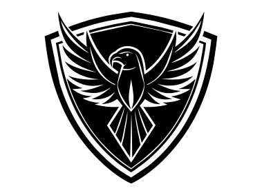 Frontview Falcon in Shield Symbol Logo Template