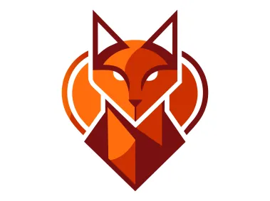 Geometric Fox or Cat in Heart Logo Template