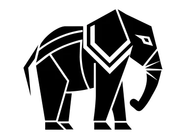 Geometric Sideview Black Elephant Logo Template