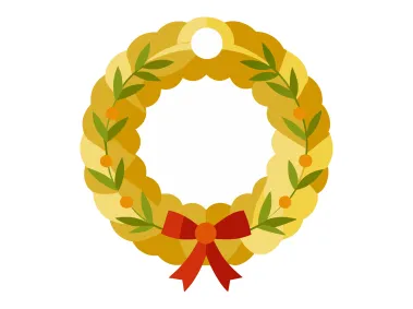 Golden and Green Wreath Vector