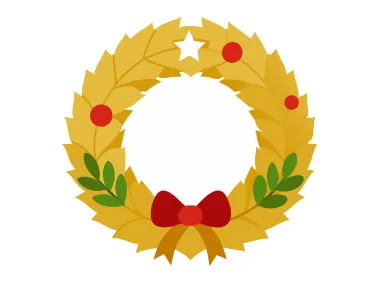 Golden Christmas Wreath with Star Vector