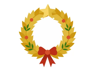 Golden Christmas Wreath Vector